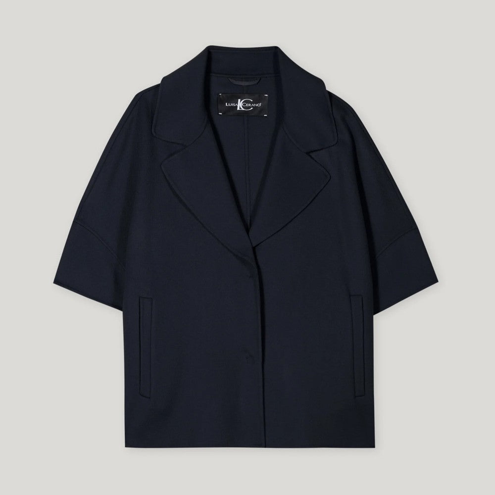 Double Face Cape Jacket - Navy