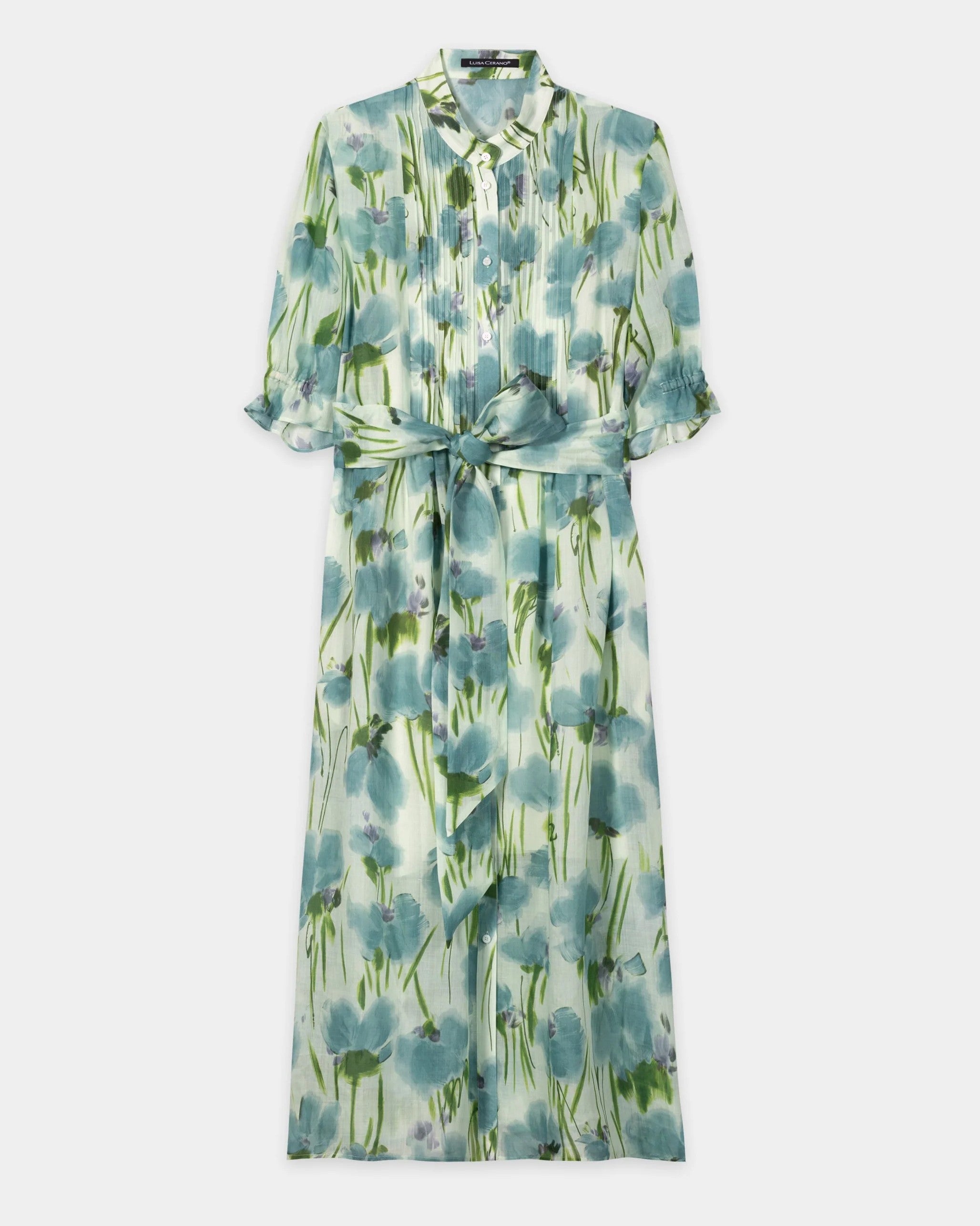 Dress With Floral Print - Moss Green