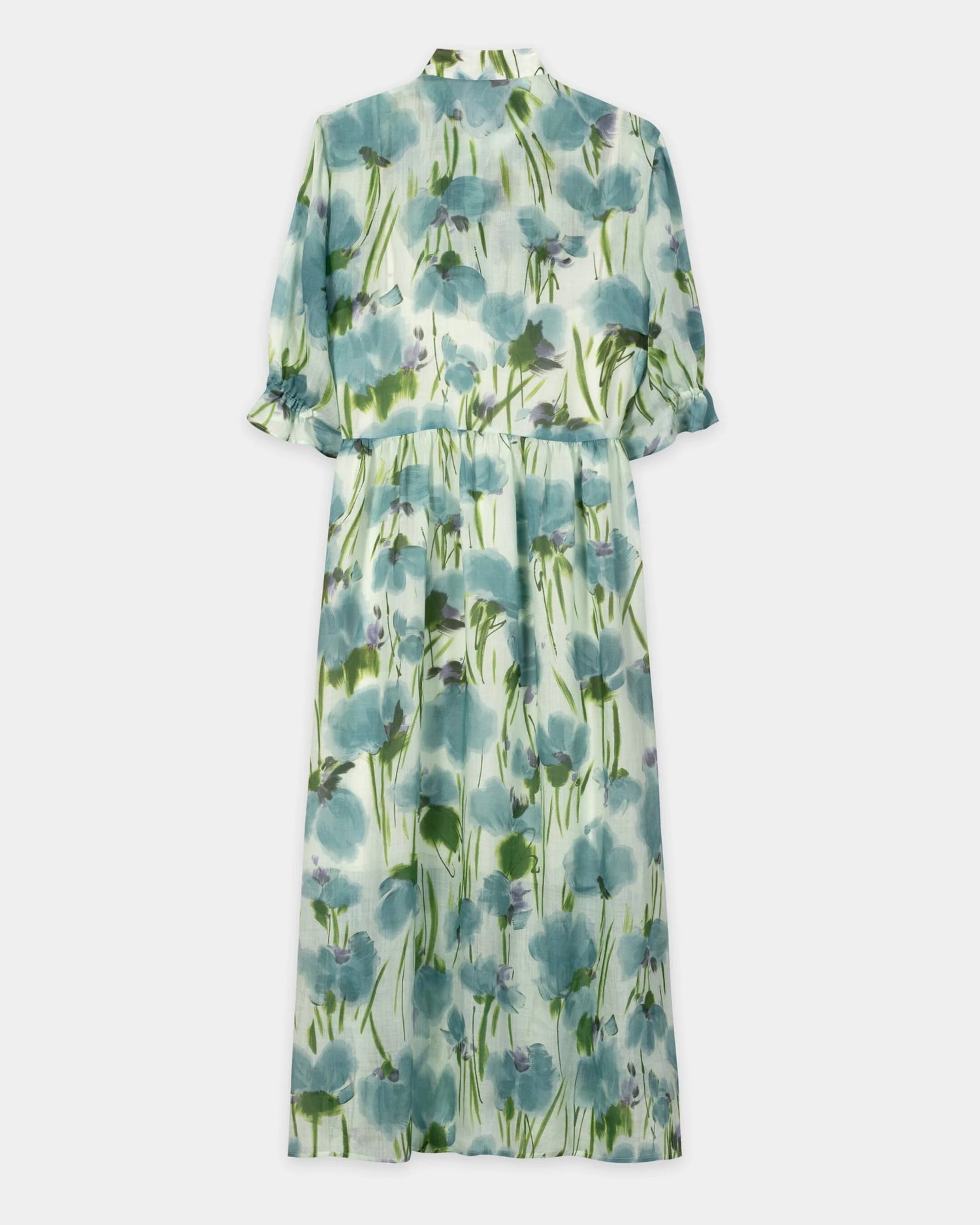 Dress With Floral Print - Moss Green