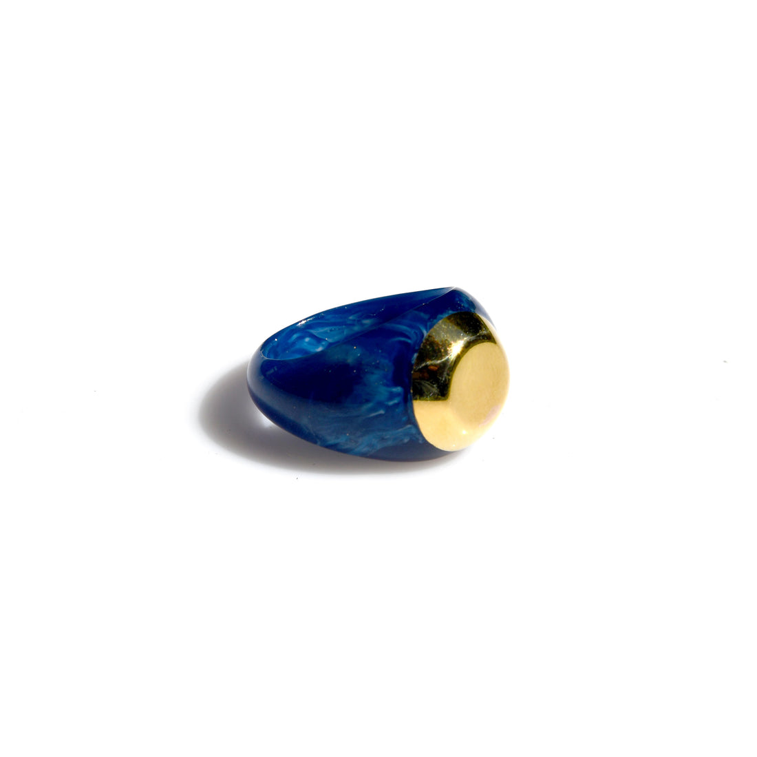 Resin Gold Disc Ring - Blue Sandstone
