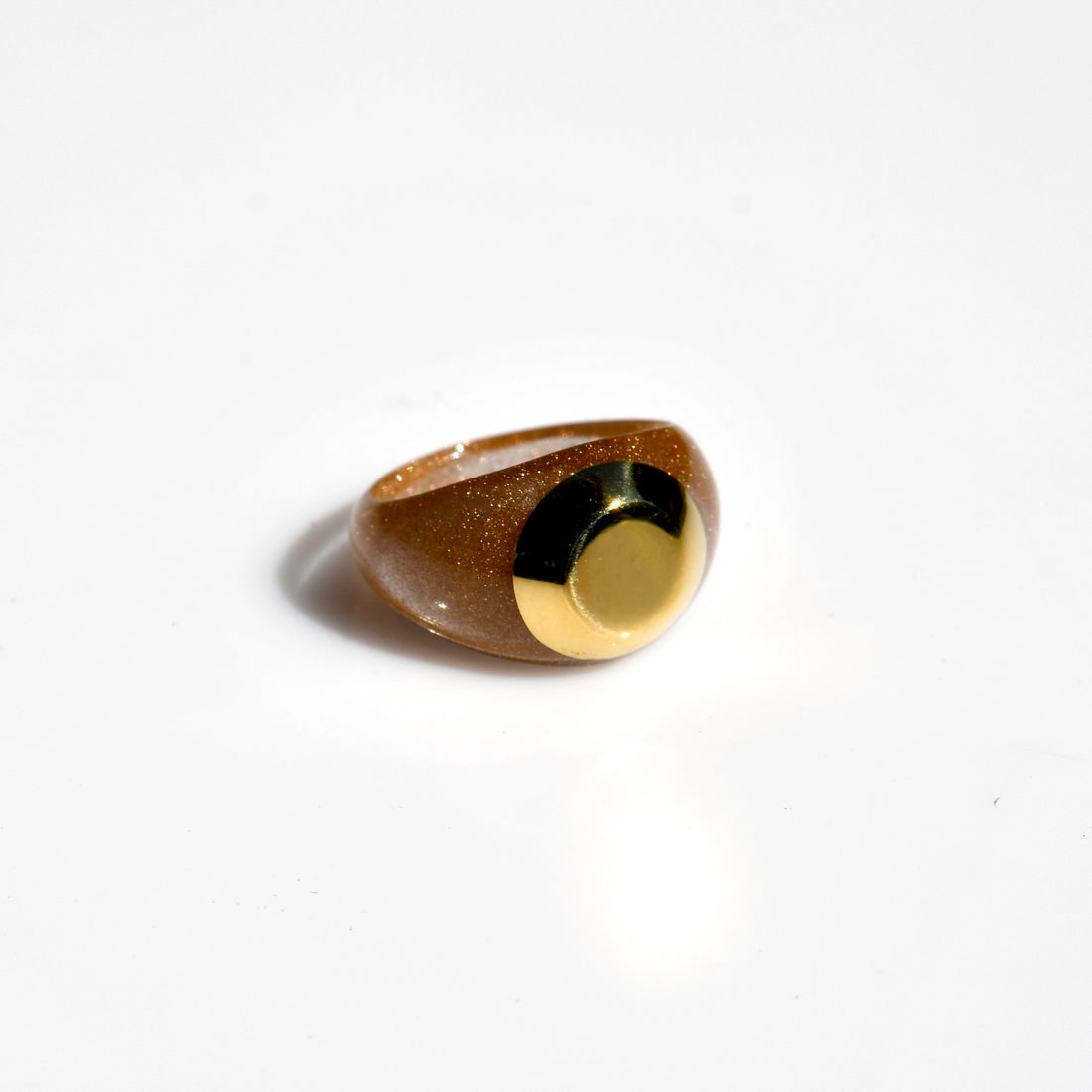 Resin Gold Disc Ring - Gold Sandstone