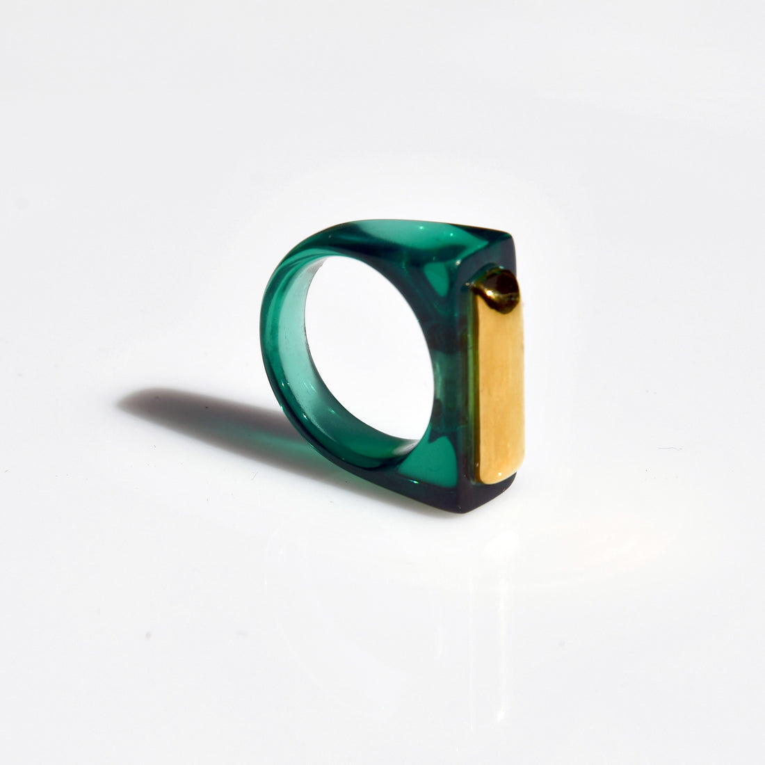 Resin Bar Ring - Oxidised Green