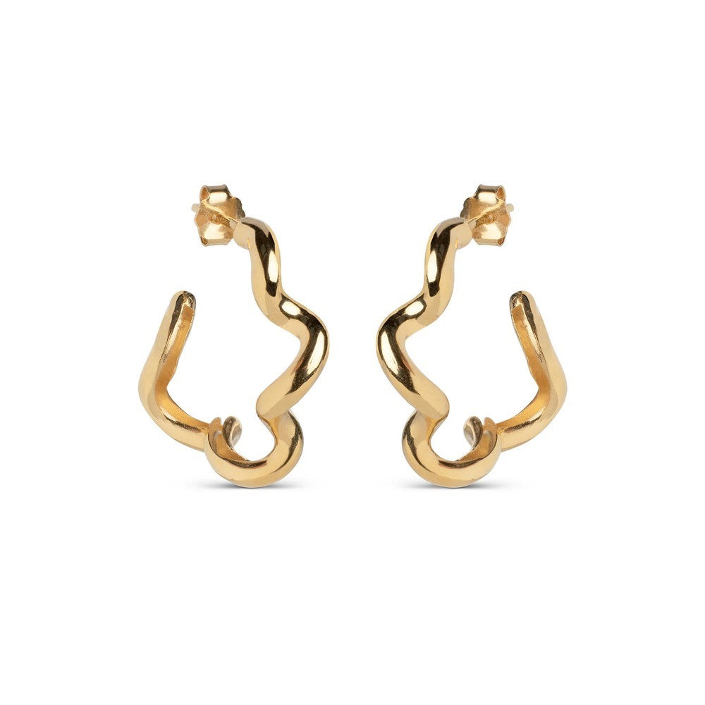 Gold Curly Hoops - Gold