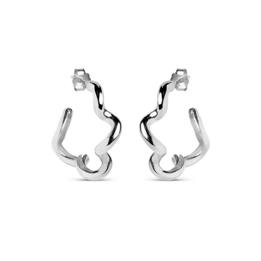 Silver Curly Hoops - Silver