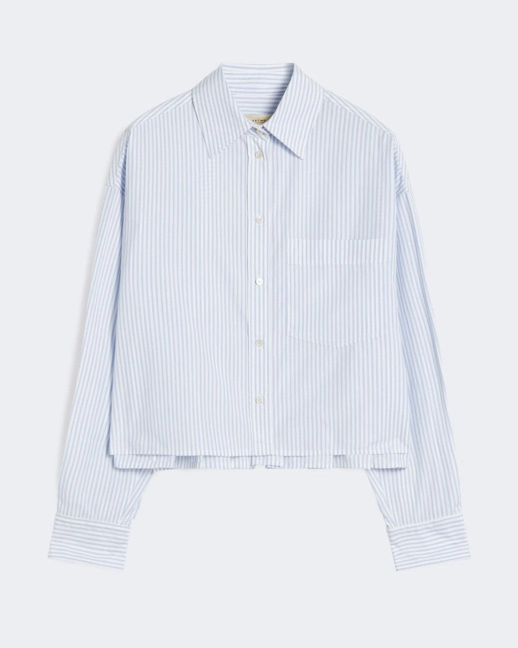 Eden Cotton Stripe Pleated Back Shirt - Light Blue