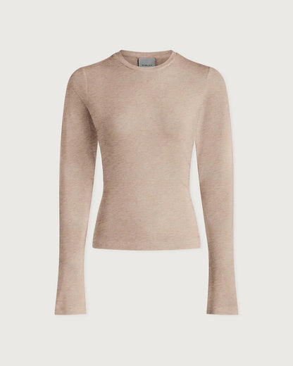 Edna Long Sleeve Fitted Tee - Taupe Marl