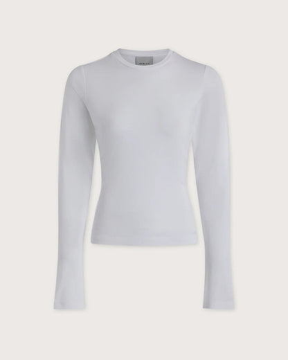 Edna Long Sleeve Fitted Tee - White