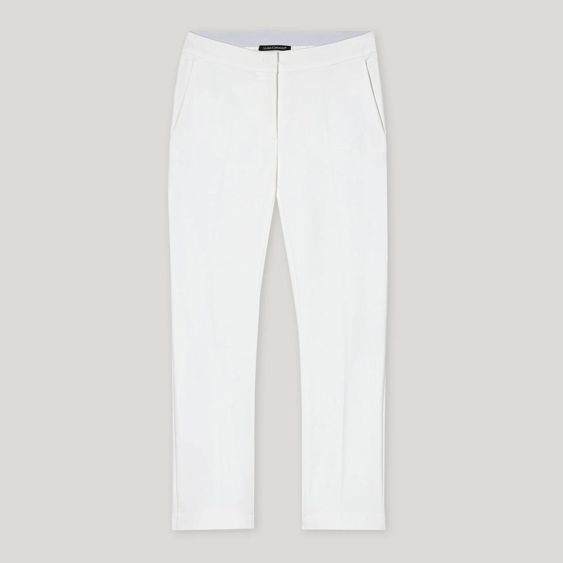 Elastic Back Gabardine Stretch Trousers - Off White