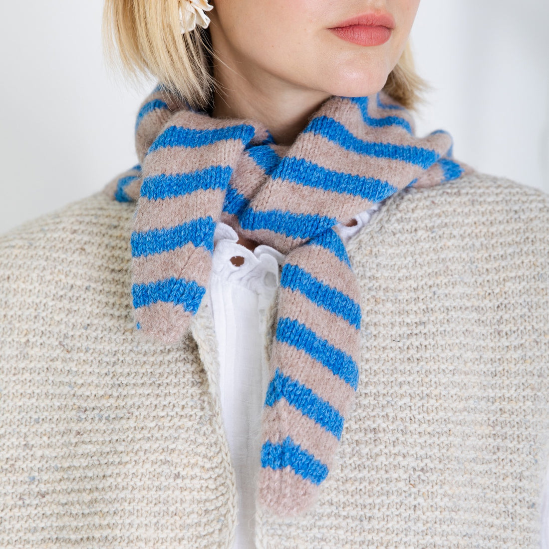 Stripe Triangle Scarf - Blue