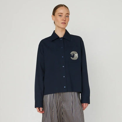Embellished Moon Shirt - Navy