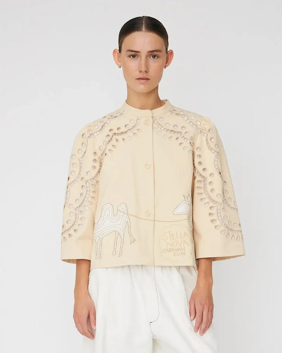 Embroidery Anglaise Jacket - Creme Tones