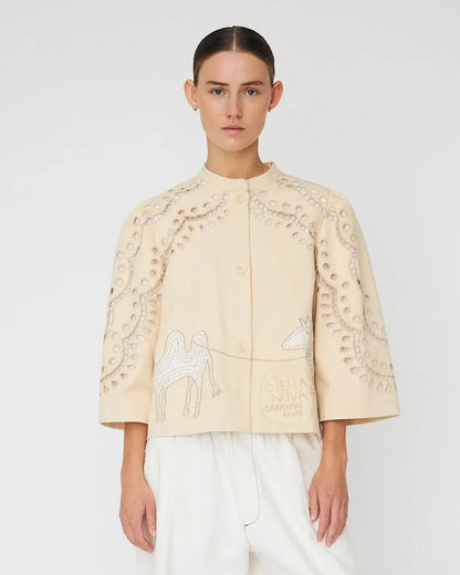 Embroidery Anglaise Jacket - Creme Tones