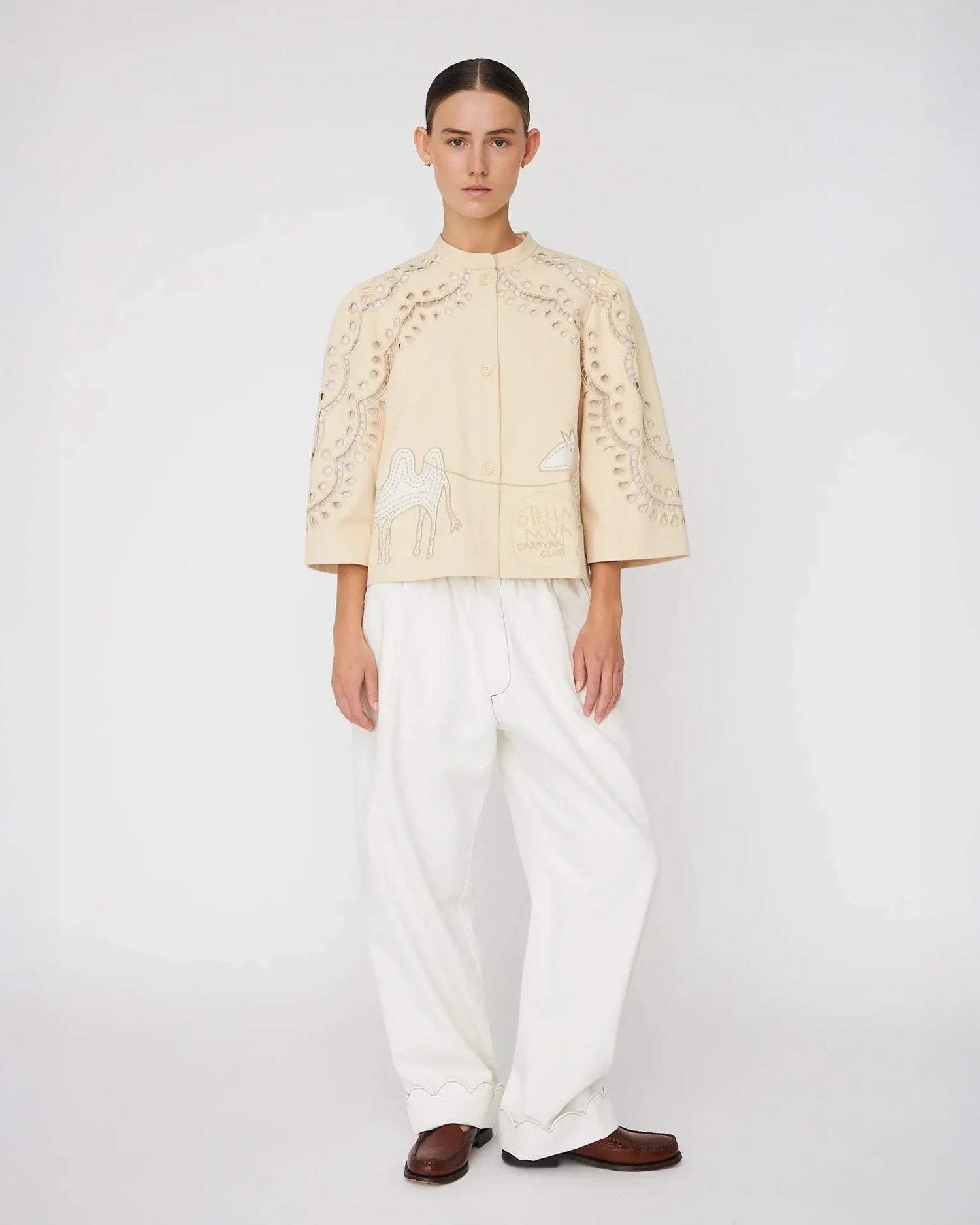 Embroidery Anglaise Jacket - Creme Tones