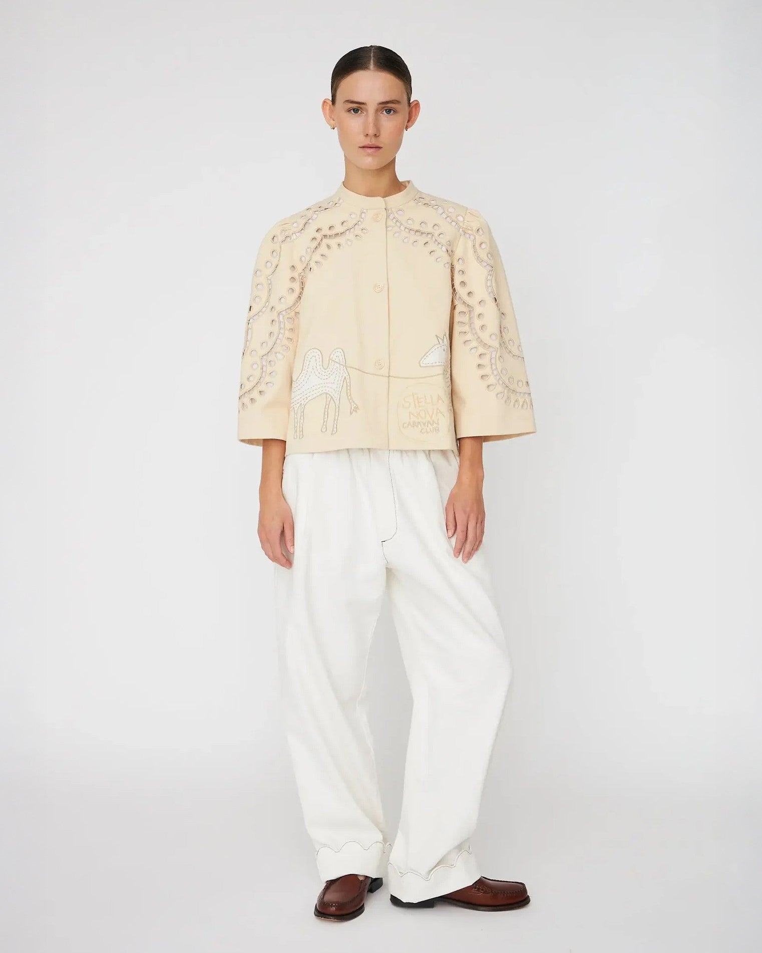 Embroidery Anglaise Jacket - Creme Tones