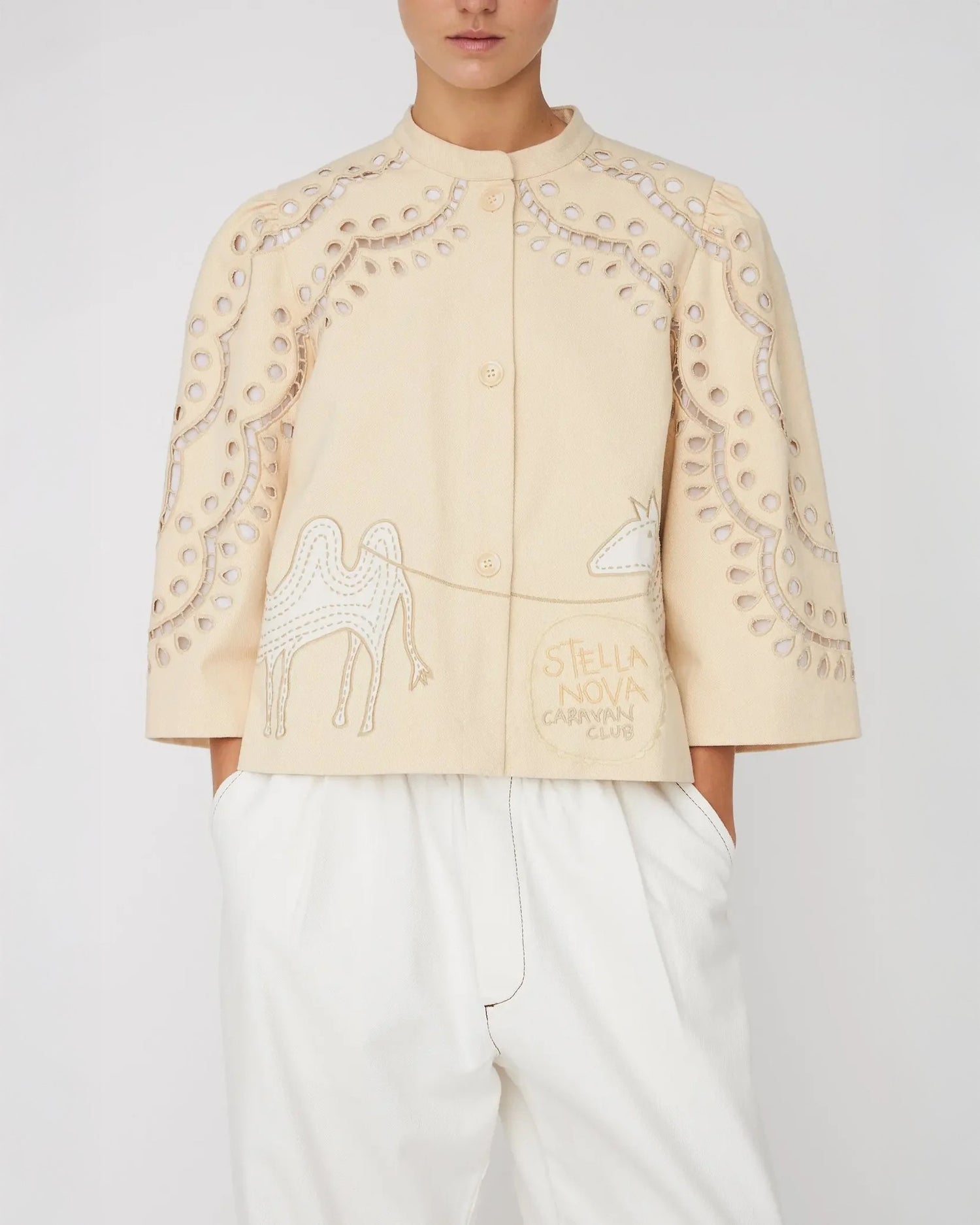 Embroidery Anglaise Jacket - Creme Tones
