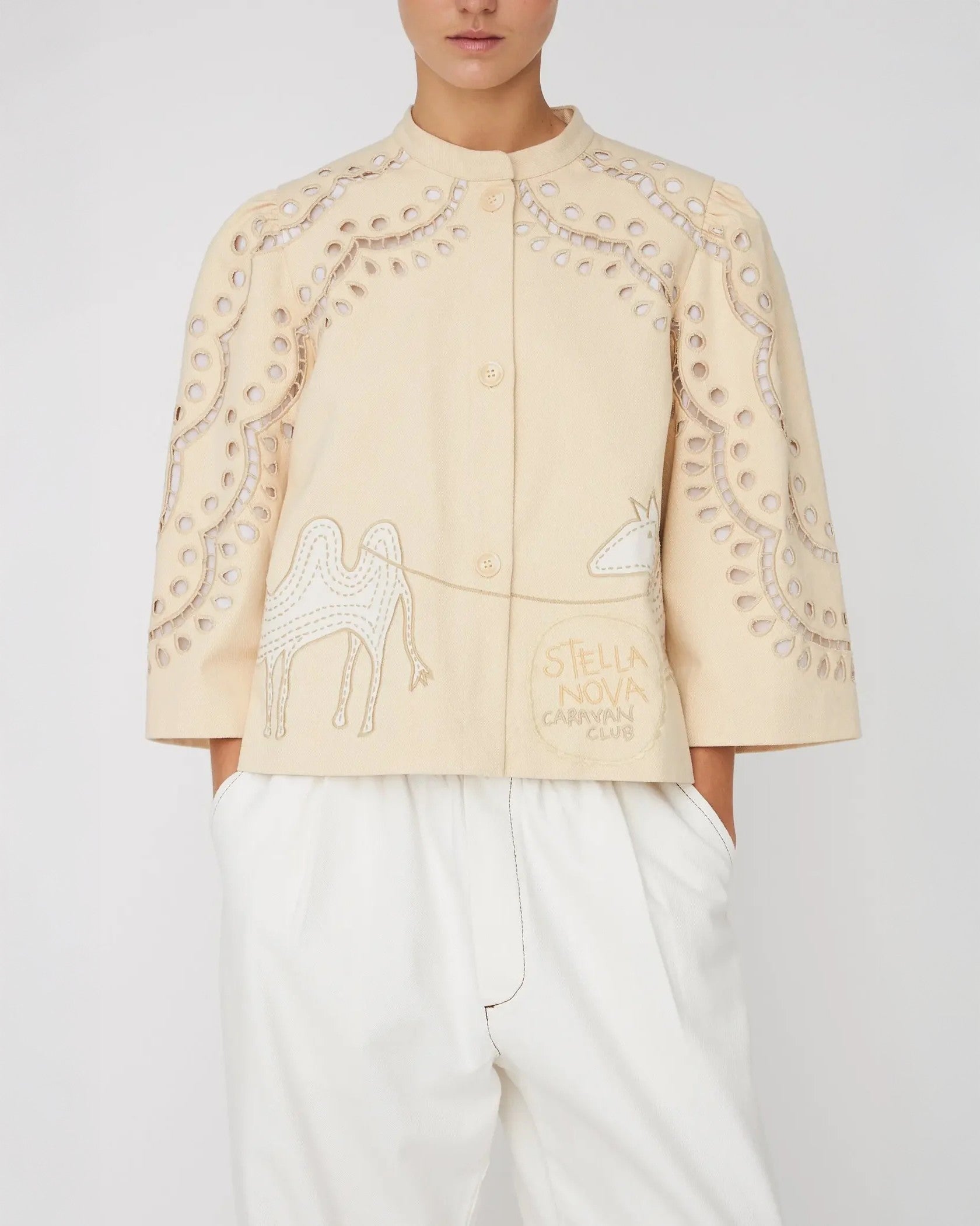 Embroidery Anglaise Jacket - Creme Tones