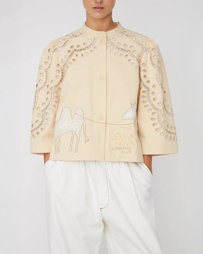 Embroidery Anglaise Jacket - Creme Tones