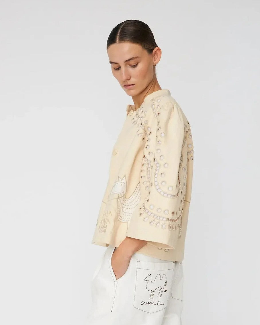 Embroidery Anglaise Jacket - Creme Tones