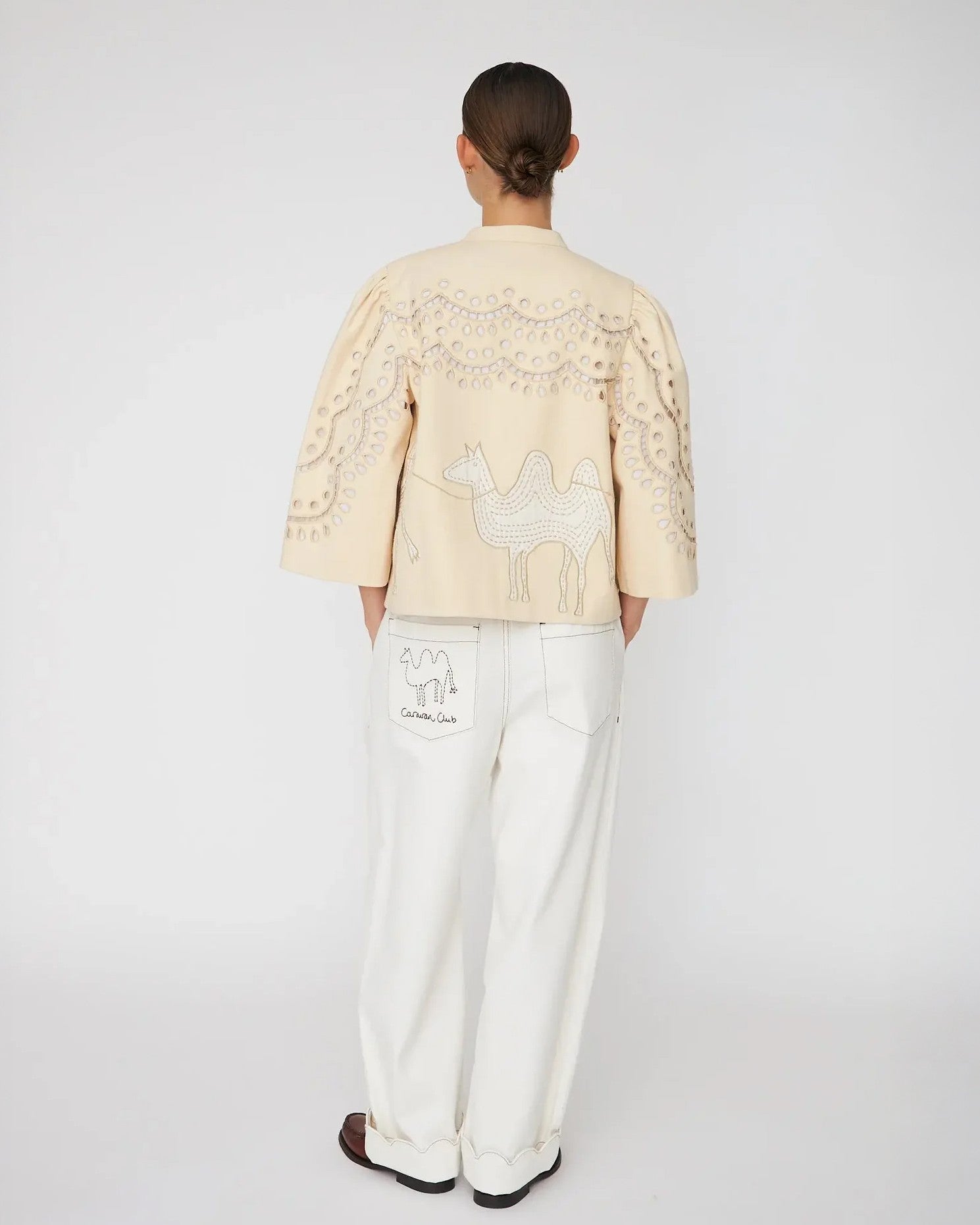Embroidery Anglaise Jacket - Creme Tones