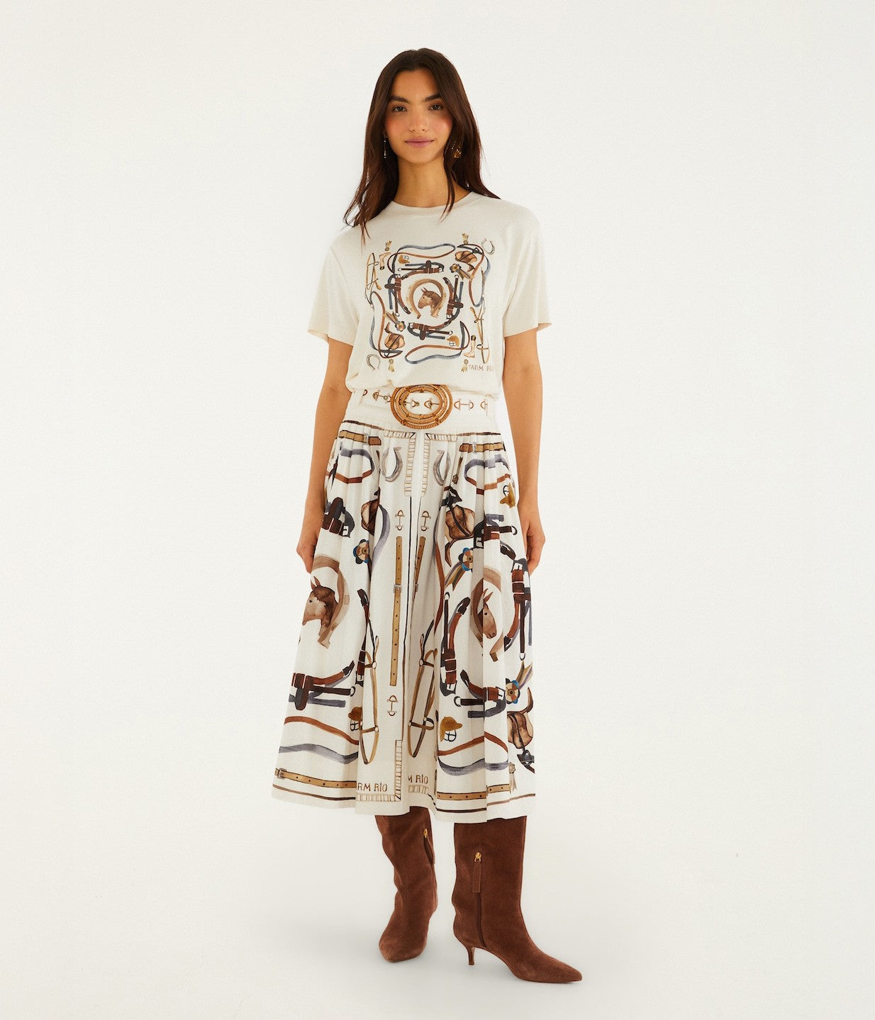 Equestrian Scarf Maxi Skirt - Winter White
