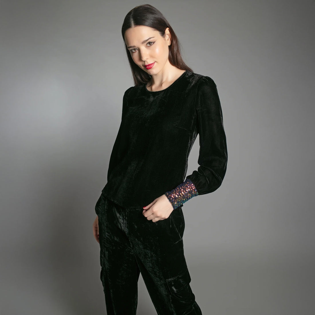 Erin Velvet Top - Black