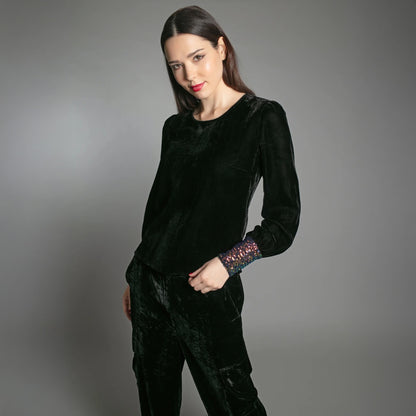 Erin Velvet Top - Black