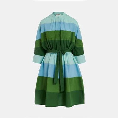 Frederique Striped Midi Dress - Dark Green
