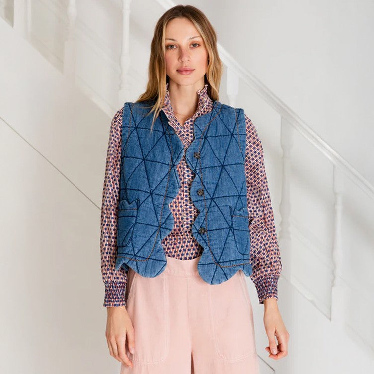 Estelle Gilet - Mid Wash Denim