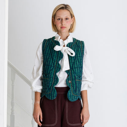 Estelle Gilet - Stripe Green Navy
