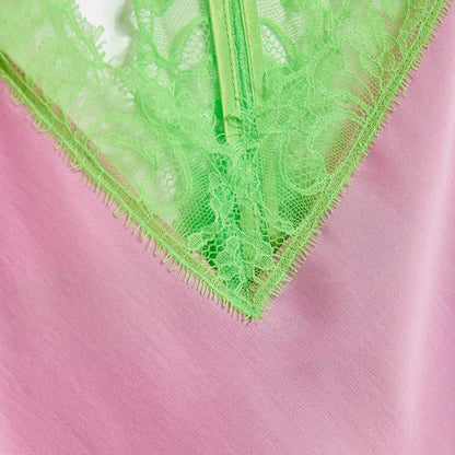Fang Lace Trim Vest - Pink Blush