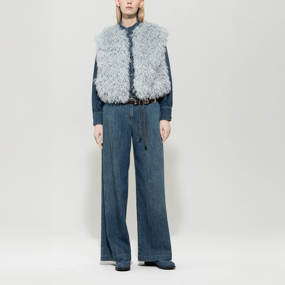 Faux Fur Gilet - Light Blue