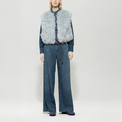 Faux Fur Gilet - Light Blue