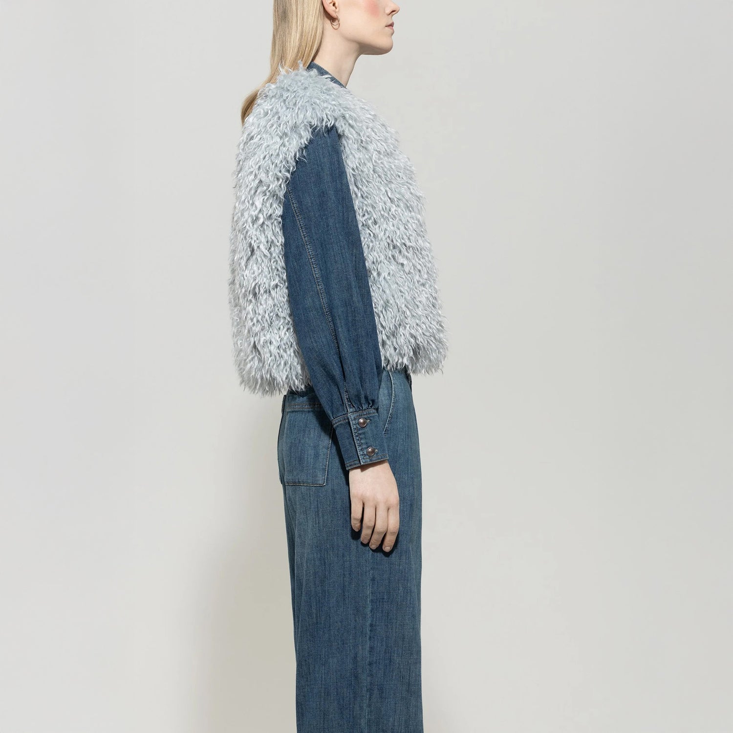 Faux Fur Gilet - Light Blue