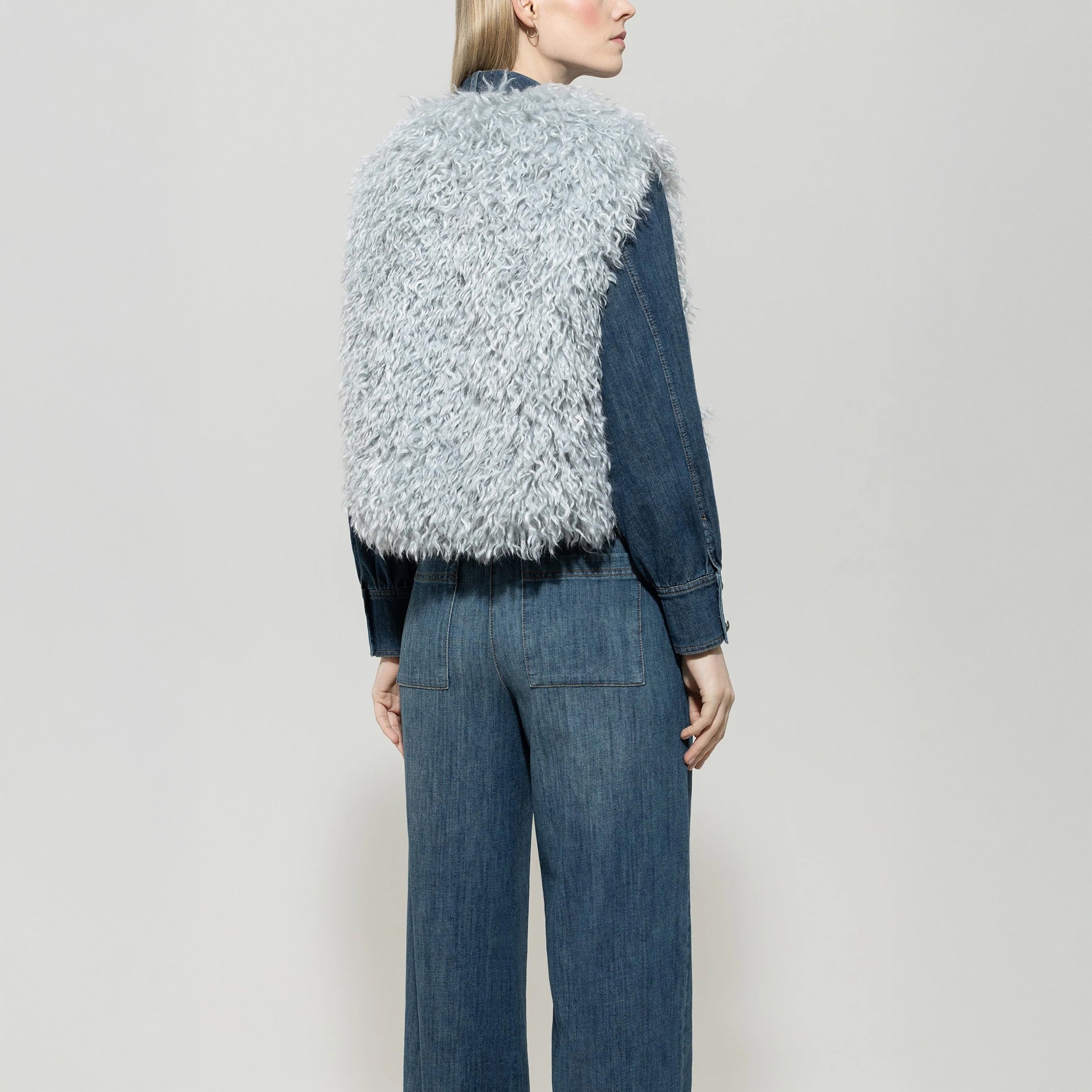 Faux Fur Gilet - Light Blue