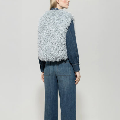 Faux Fur Gilet - Light Blue