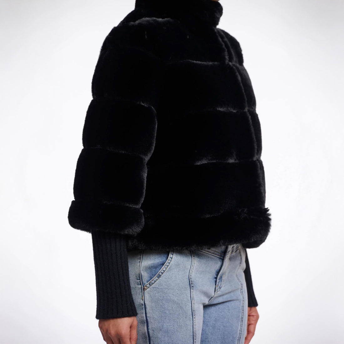 Feline Faux Fur Jacket - Black