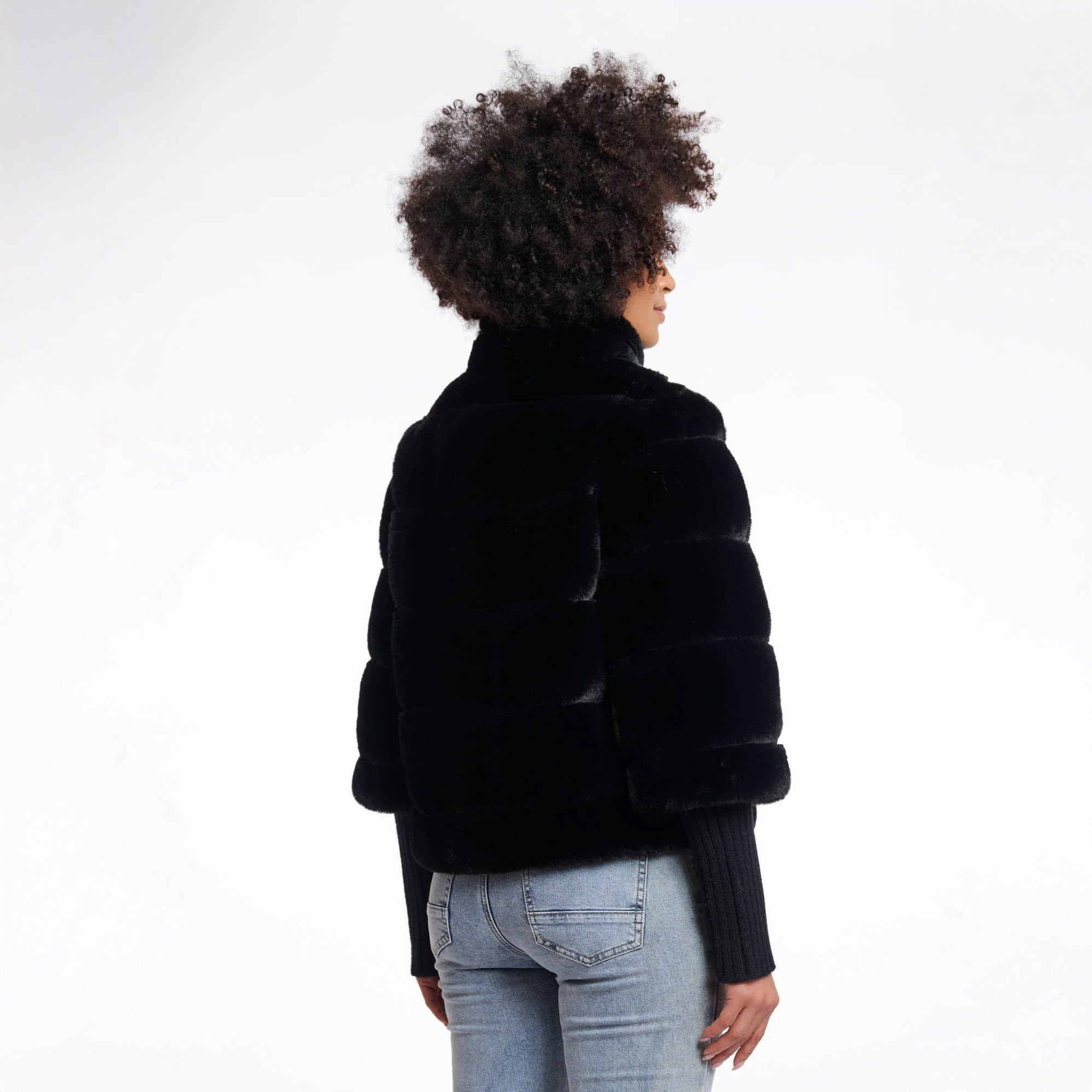 Feline Faux Fur Jacket - Black