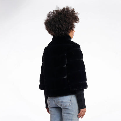 Feline Faux Fur Jacket - Black
