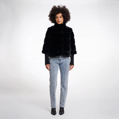 Feline Faux Fur Jacket - Black