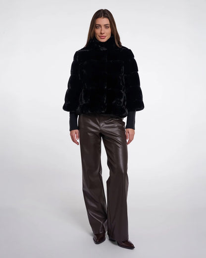 Feline Jacket With Rib Cuffs - Black