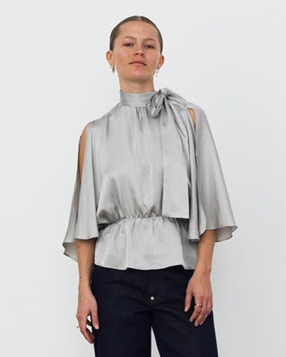 Butterfly Sleeved Blouse - Pearl Grey