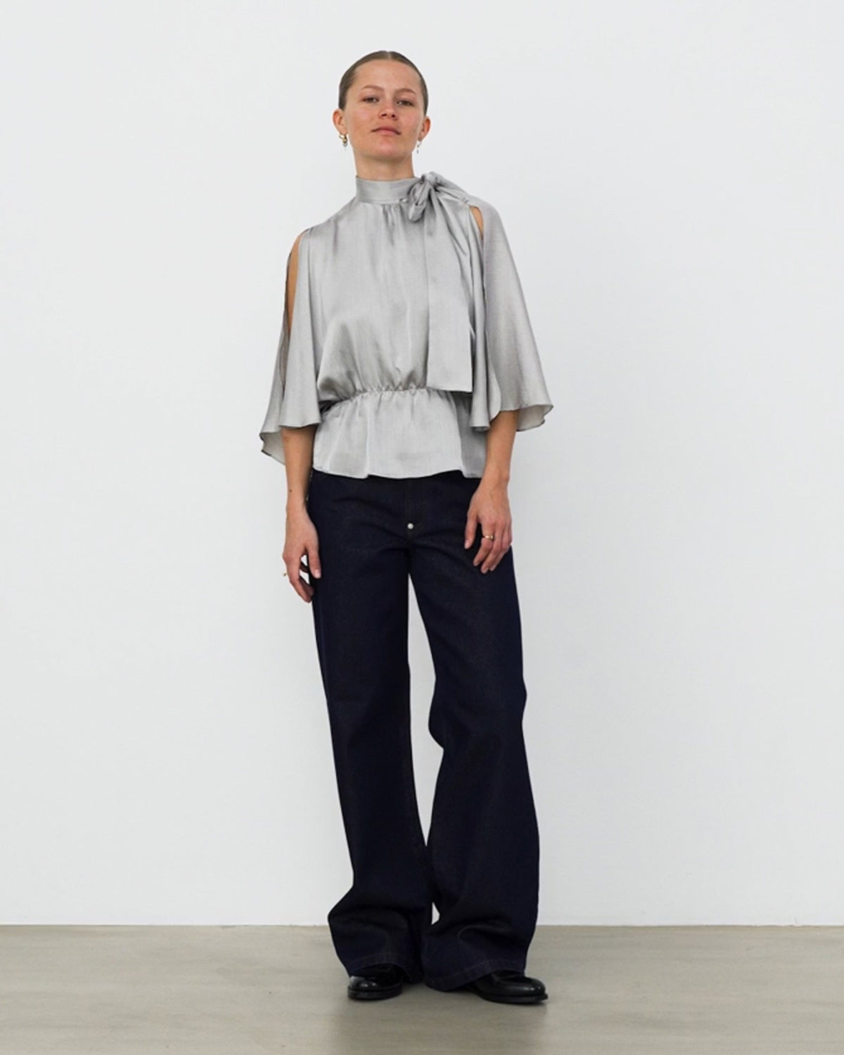 Butterfly Sleeved Blouse - Pearl Grey
