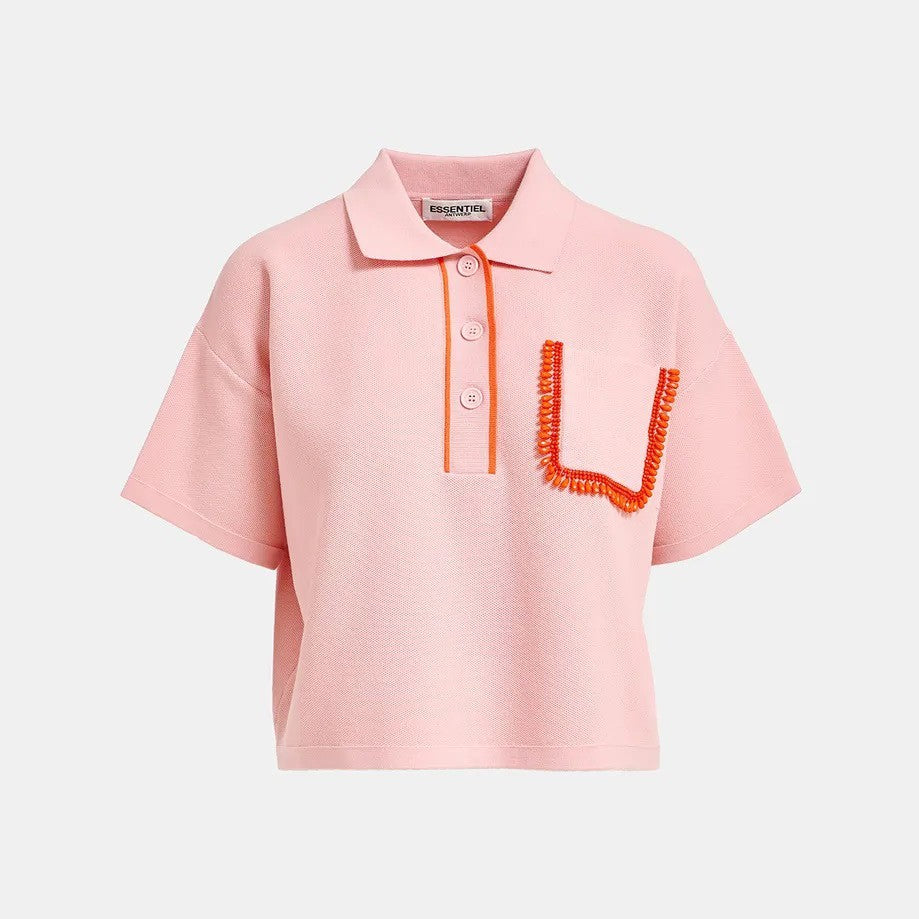 Flame Embroidered Polo - Clear Red