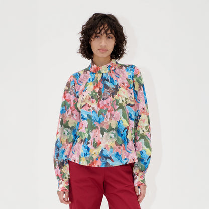 Floral Gathered Long Sleeve Top - Loves Me, Loves Me Not