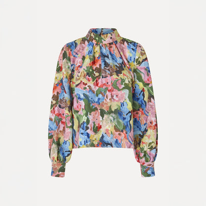 Floral Gathered Long Sleeve Top - Loves Me, Loves Me Not