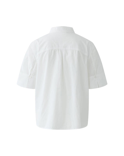 Flower Embroidered Shirt - White