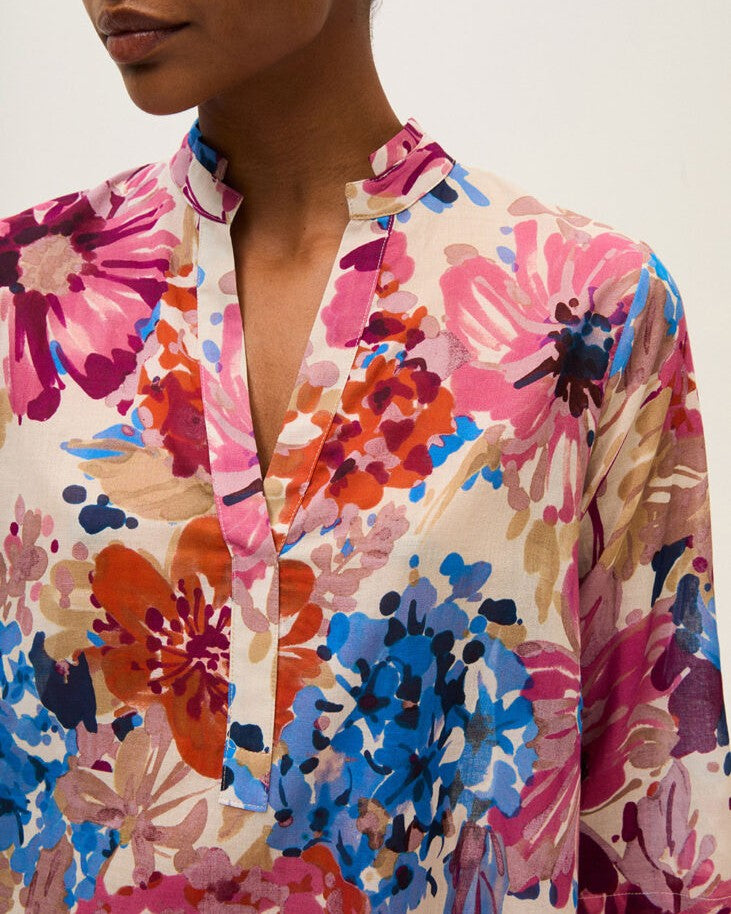Flower Print Shirt - Navy