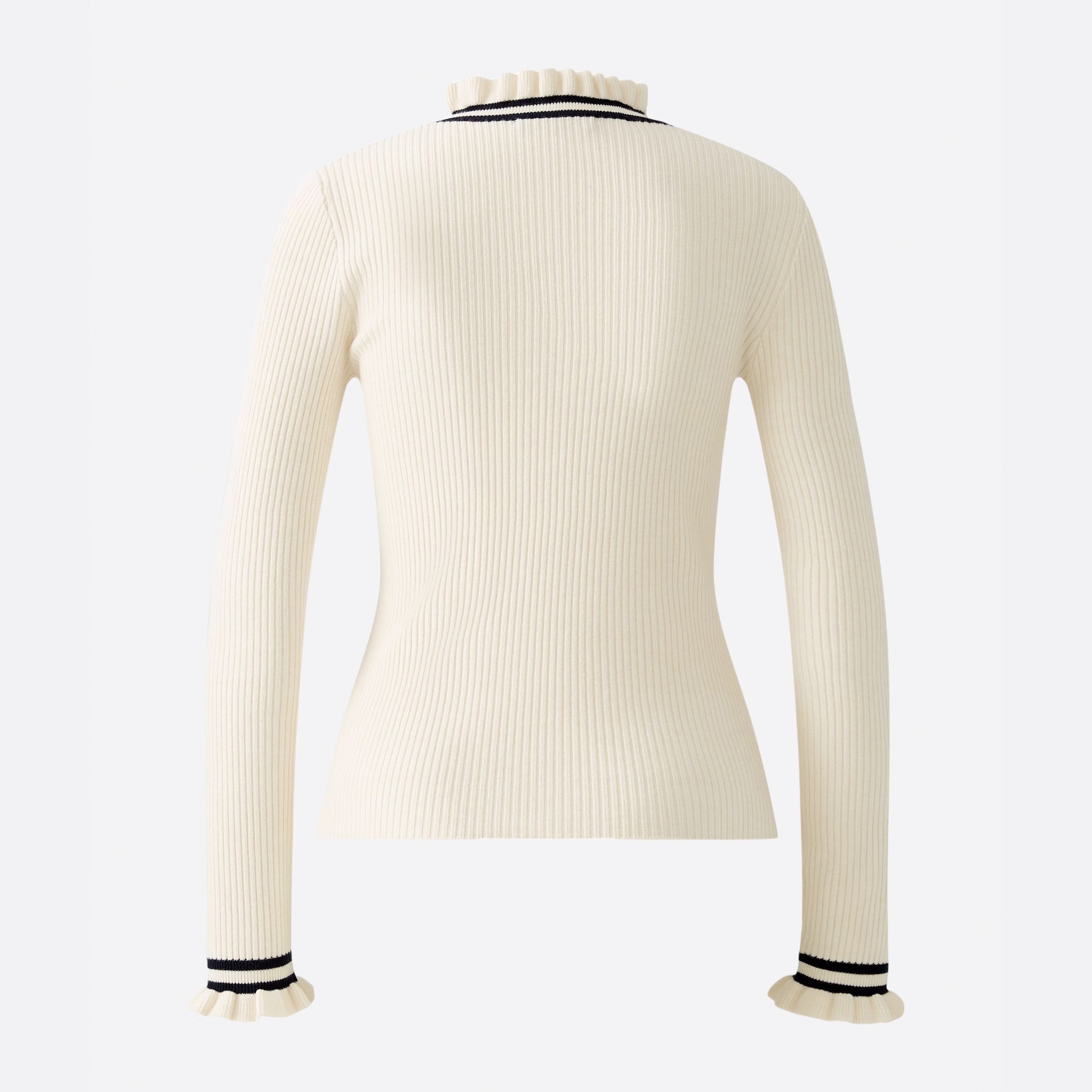 Frill Collar Knit Top - Off White