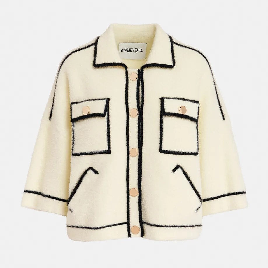 Galena Furry Knitted Jacket - Off White