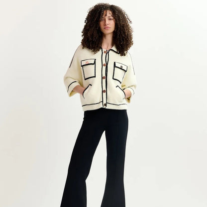 Galena Furry Knitted Jacket - Off White